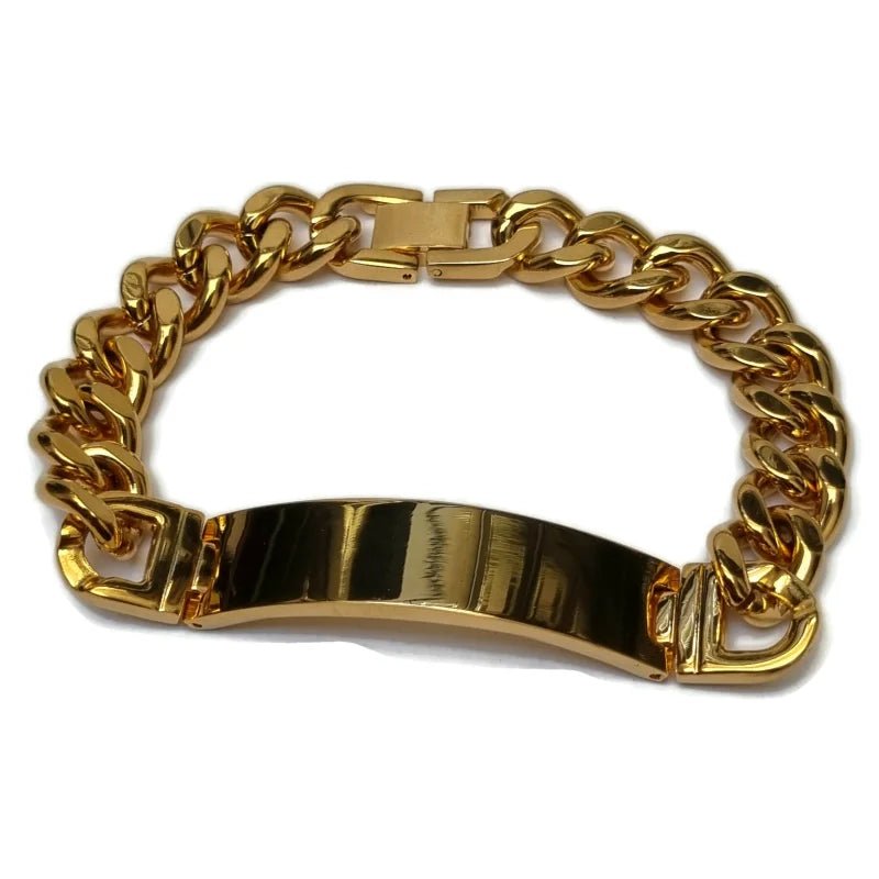 Stalen Goudkleurige Plaatarmband Breed - Unisex