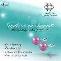 Elegante Paarse Pareloorbellen RVS -