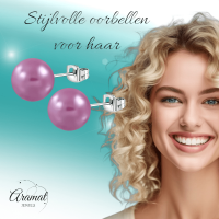 Elegante Paarse Pareloorbellen RVS -
