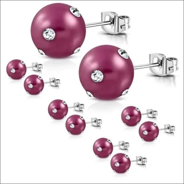 Stalen pareloorbellen met kleine steentjes - 6mm / Paars-Transparant -