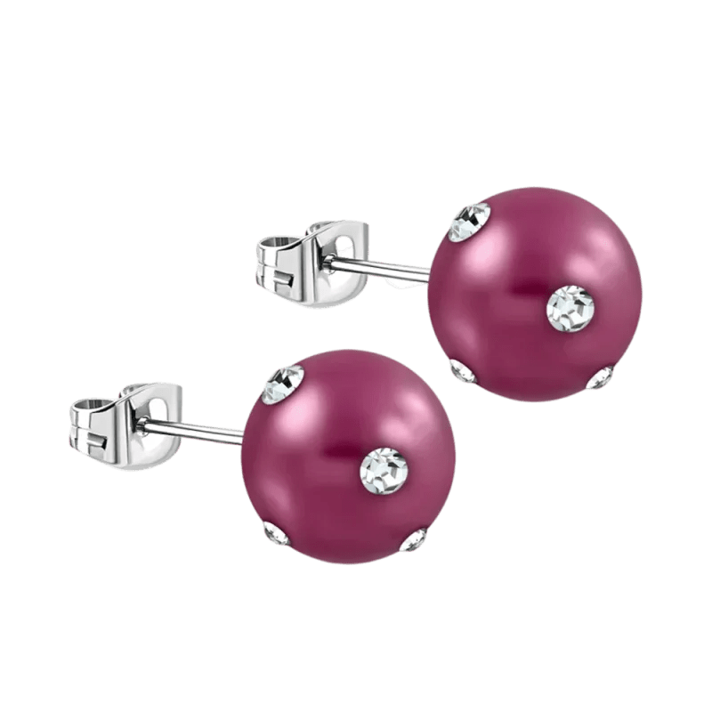 Stalen pareloorbellen met kleine steentjes - 6mm / Paars-Transparant -