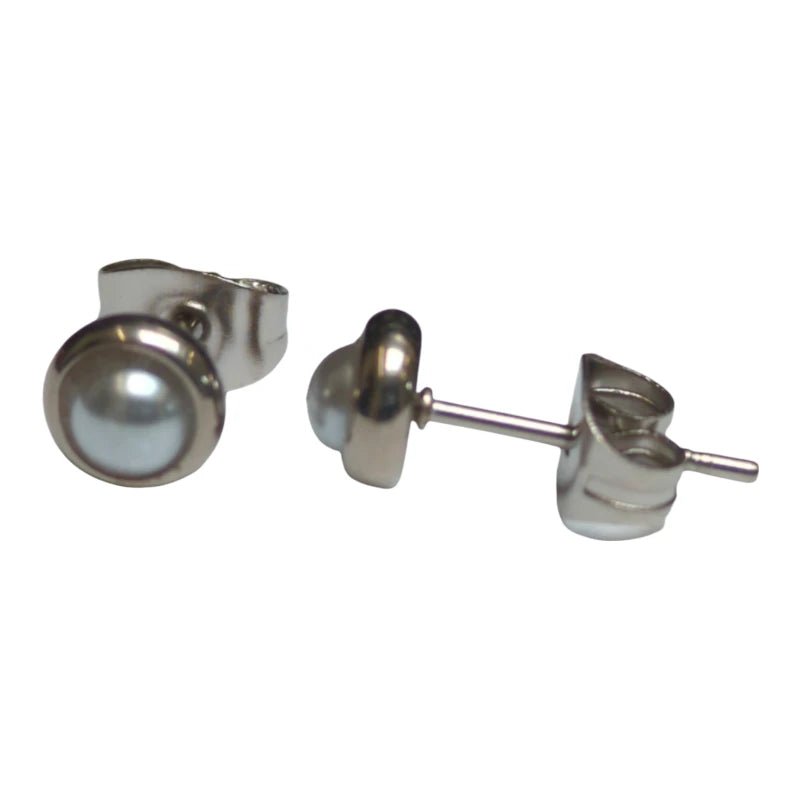 Parel oorbellen-wit - 6mm - Staal -