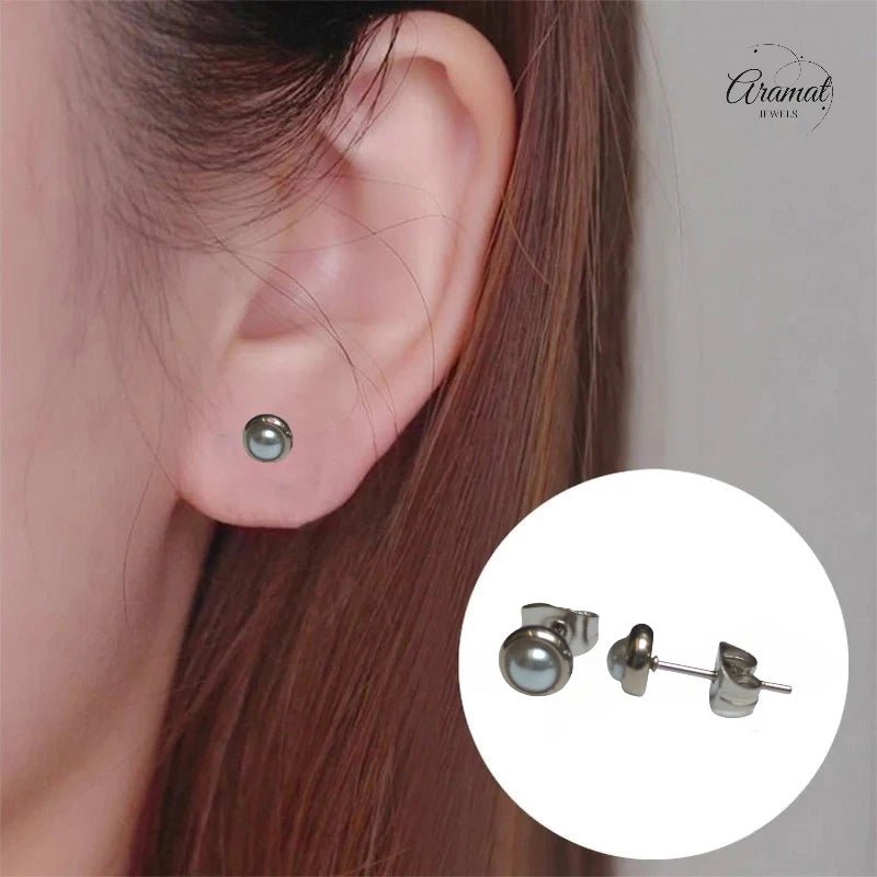 Parel oorbellen-wit - 6mm - Staal -