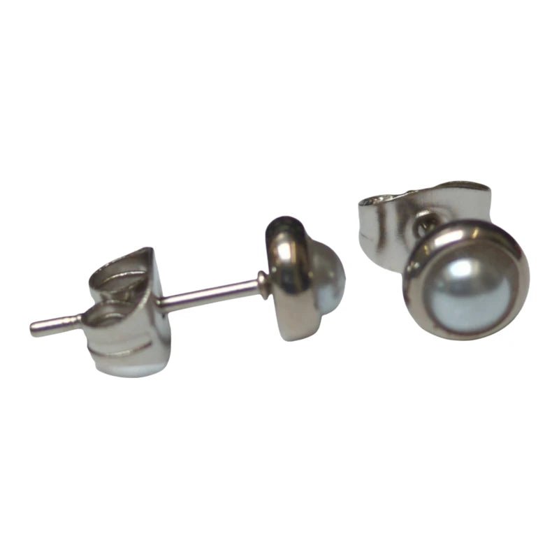 Parel oorbellen-wit - 6mm - Staal -