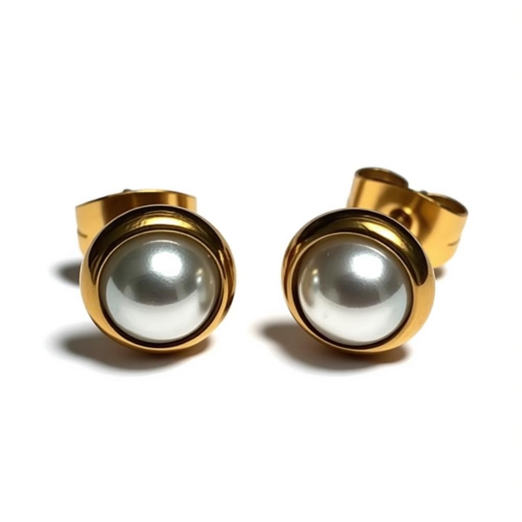 Oorknopjes &acirc;&euro;&ldquo; Parel Wit Goudkleurig (8mm) -