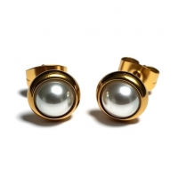 Oorknopjes &acirc;&euro;&ldquo; Parel Wit Goudkleurig (8mm) -