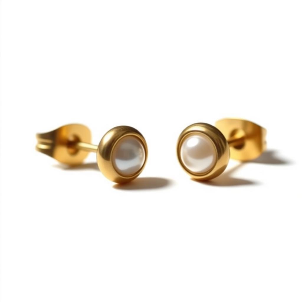 Oorbellen &acirc;&euro;&ldquo; Parel Wit in Goudkleurig Design (6mm) -