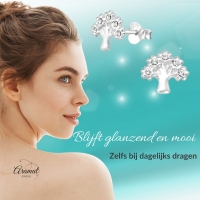 ZIlveren Levensboom Oorbellen 8mm -
