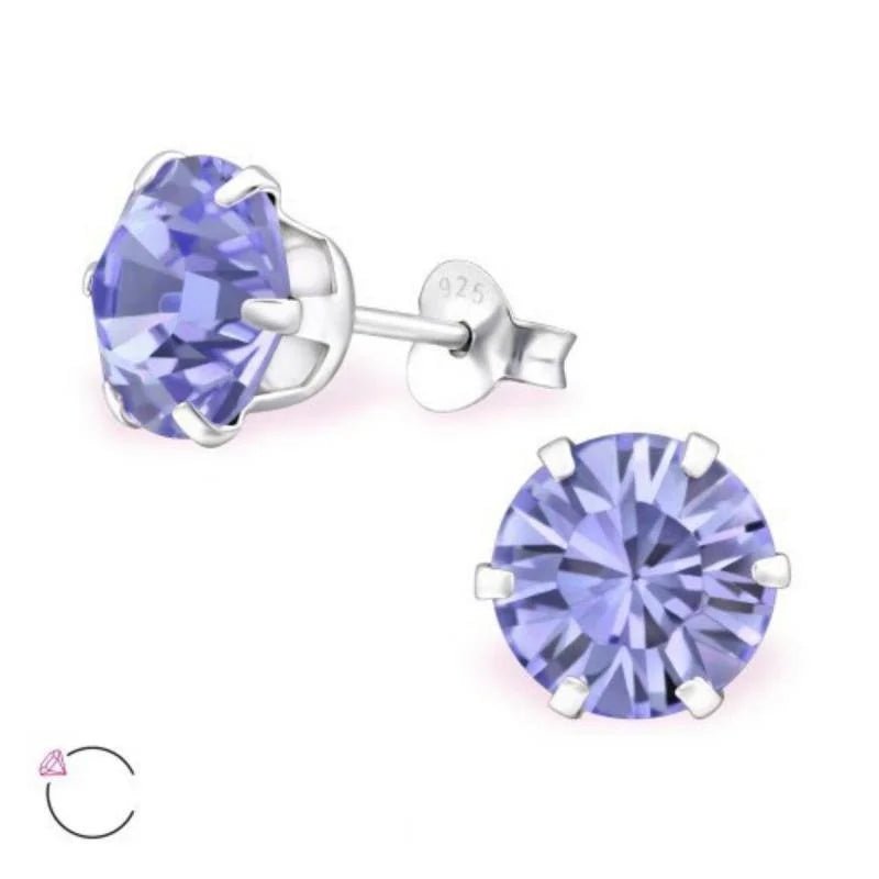 Paarse Kristal Oorbellen Sterling Zilver -