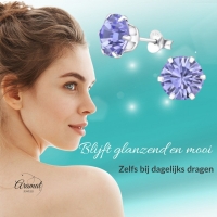 Paarse Kristal Oorbellen Sterling Zilver -