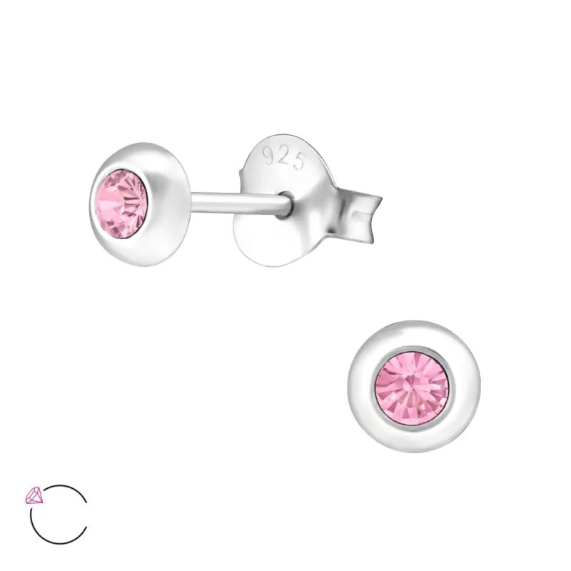 Zilveren Kristallen Oorbellen - 4mm - Transparant -
