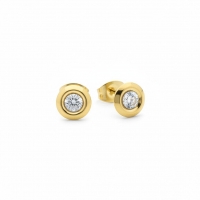 Dames oorbellen rond met kristal - RVS -
