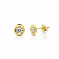 Dames oorbellen rond met kristal - RVS -