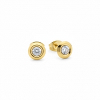 Dames oorbellen rond met kristal - RVS -