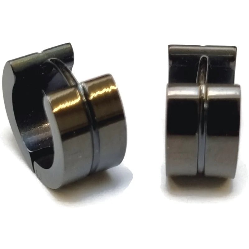 Stalen Zwarte Oorringen 14x7mm - Zwart -