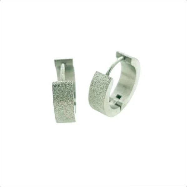 Stalen Oorringen Sandblasted Zilverkleurig RVS -