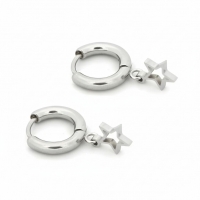 Oorringen &acirc;&euro;&ldquo; 10mm Mini Creolen met Open Ster Bedel RVS Zilverkleur Unisex -