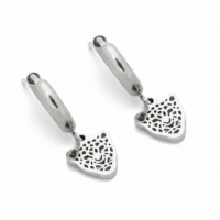 Stalen Oorringen met Leopard Bedel 10mm - Trendy Oorbellen -