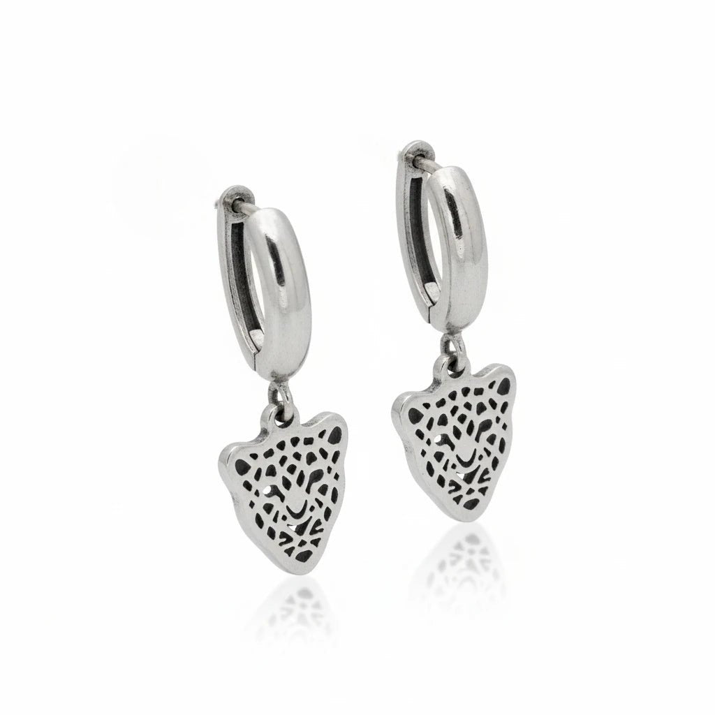 Stalen Oorringen met Leopard Bedel 10mm - Trendy Oorbellen -