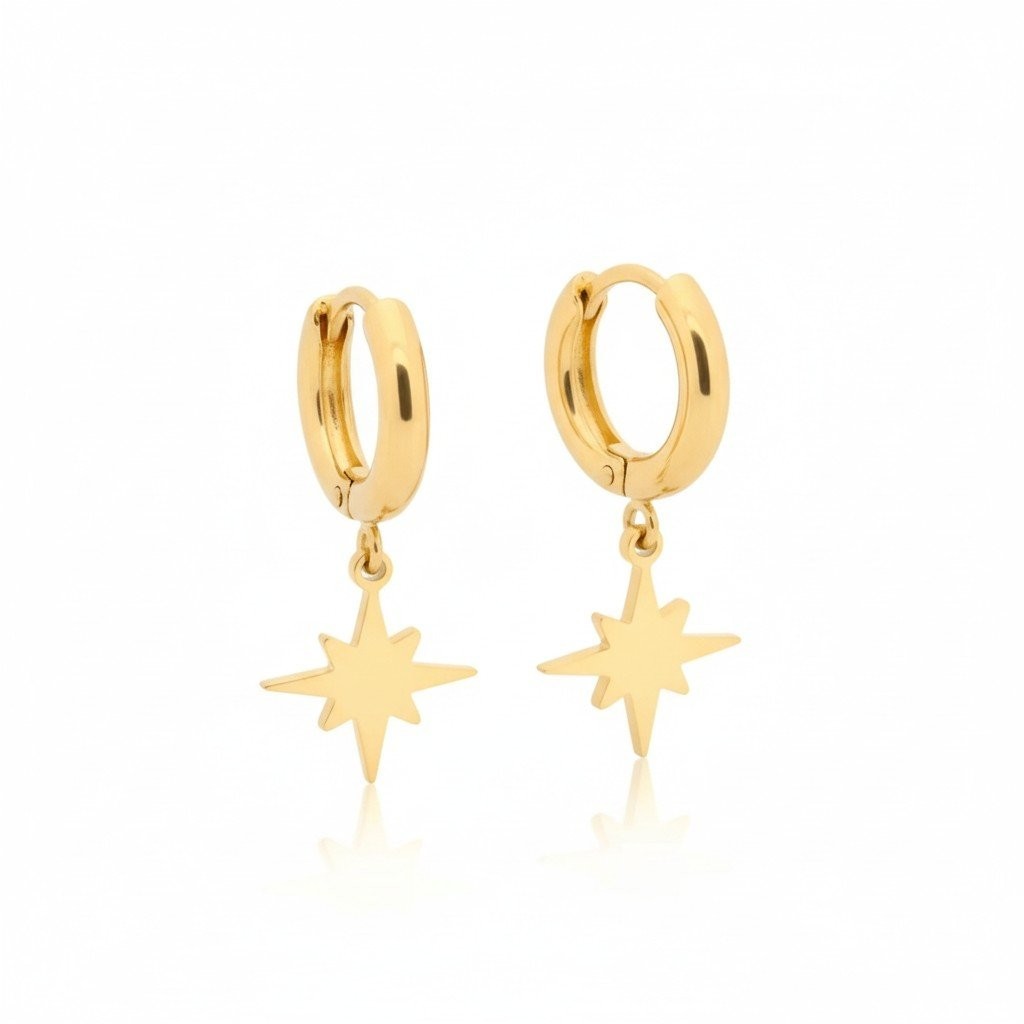 Gouden Oorbellen met Ishster Ster Bedel 10mm -