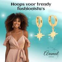 Gouden Oorbellen met Ishster Ster Bedel 10mm -
