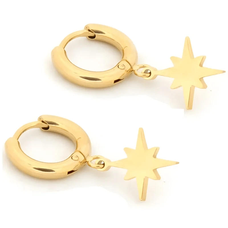 Gouden Oorbellen met Ishster Ster Bedel 10mm -
