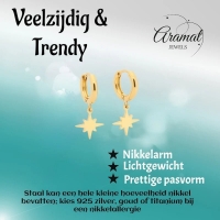 Gouden Oorbellen met Ishster Ster Bedel 10mm -