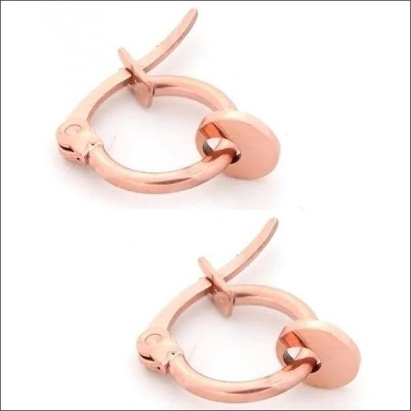 Oorringen &acirc;&euro;&ldquo; 10mm Mini Oorringen met Rond Muntje RVS Ros&Atilde;&copy;kleur Dames 