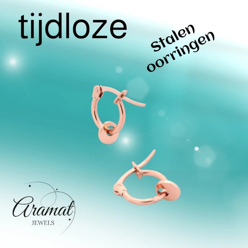 Oorringen &acirc;&euro;&ldquo; 10mm Mini Oorringen met Rond Muntje RVS Ros&Atilde;&copy;kleur Dames 