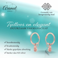 Oorringen &acirc;&euro;&ldquo; 16mm Creolen met Ananas Bedel RVS Ros&Atilde;&copy;kleur Dames -