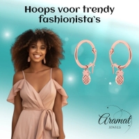 Oorringen &acirc;&euro;&ldquo; 16mm Creolen met Ananas Bedel RVS Ros&Atilde;&copy;kleur Dames -