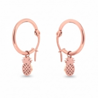 Oorringen &acirc;&euro;&ldquo; 16mm Creolen met Ananas Bedel RVS Ros&Atilde;&copy;kleur Dames -