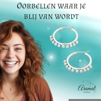 Zilverkleurige Stalen Oorringen met Bolletjes | 20mm -