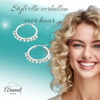 Zilverkleurige Stalen Oorringen met Bolletjes | 20mm -