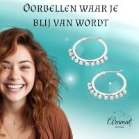 Zilverkleurige Stalen Oorringen met Bolletjes | 20mm -