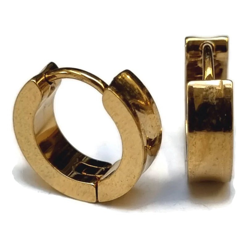 Vergulde RVS Oorringen 14mm - Goudvergulde Hoepel Oorbellen - Afgerond-14mmx4mm -