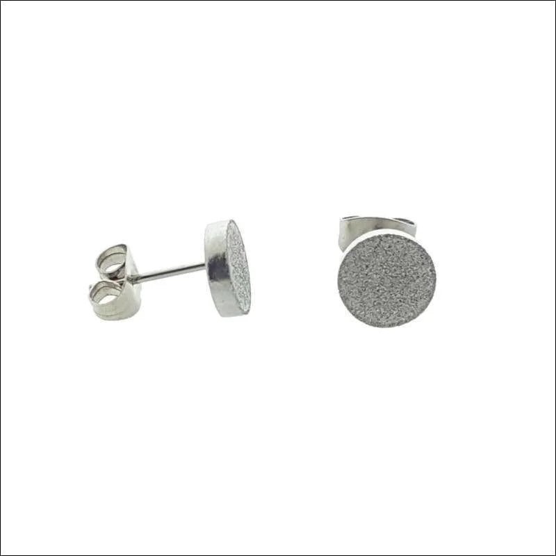 Oorbellen &acirc;&euro;&ldquo; 8mm Rond Sandblasted RVS Zilverkleur Unisex -