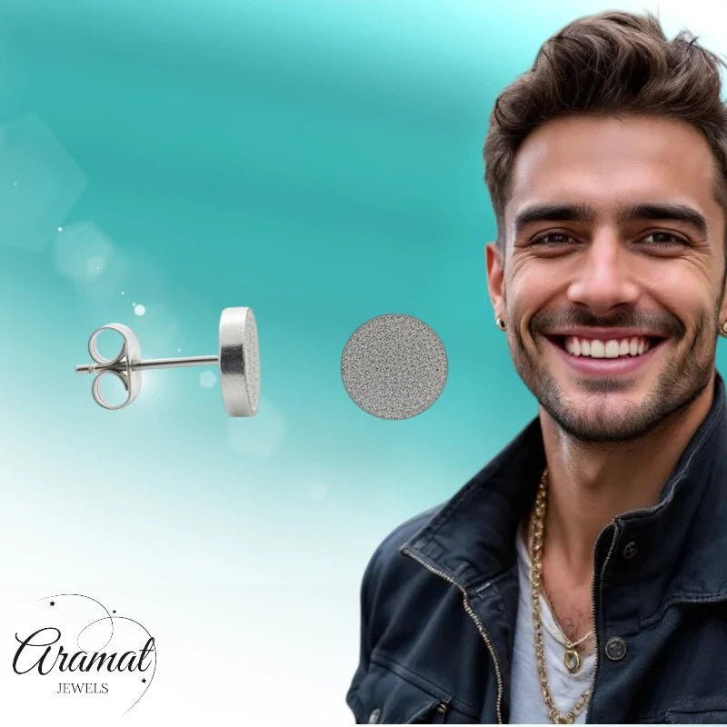Oorbellen &acirc;&euro;&ldquo; 8mm Rond Sandblasted RVS Zilverkleur Unisex -