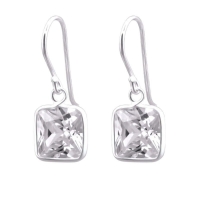 Zilveren Oorhangers met Vierkante Zirkonia - 20mm -