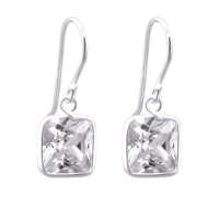 Zilveren Oorhangers met Vierkante Zirkonia - 20mm -