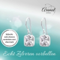 Zilveren Oorhangers met Vierkante Zirkonia - 20mm -