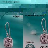 Zilveren Oorhangers met Vierkante Zirkonia - 20mm -