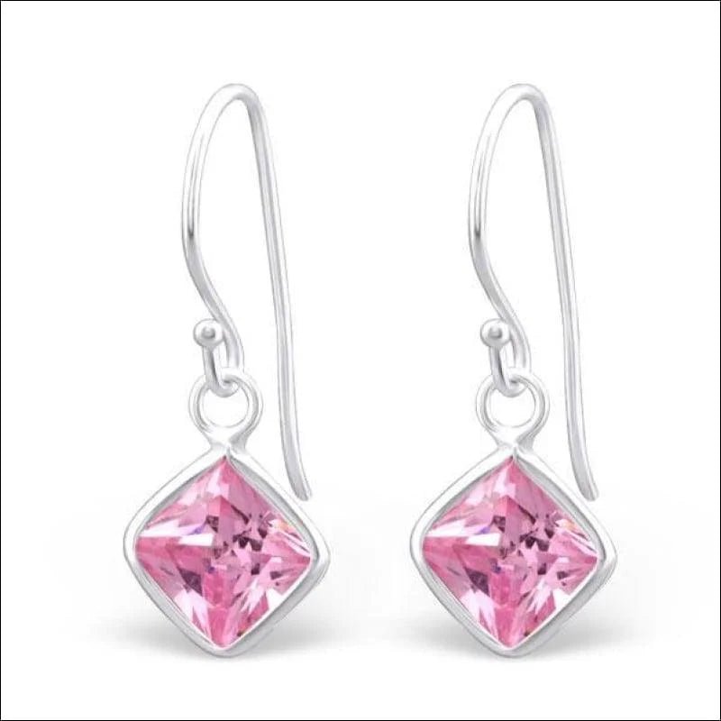 Roze Zirkonia Ruit Oorbellen -