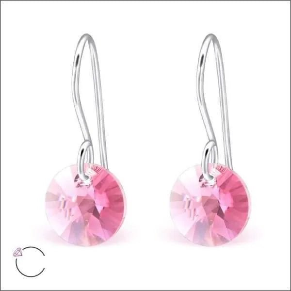 Elegante Roze Kristal Oorhangers zilver kind -