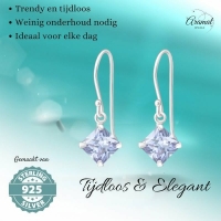 925 Zilveren Oorhangers Lila Zirkonia - Kinder Oorbellen -
