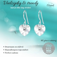 Oorhangers 925 Zilver Kristal Hartje - 10mm -