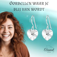 Oorhangers 925 Zilver Kristal Hartje - 10mm -