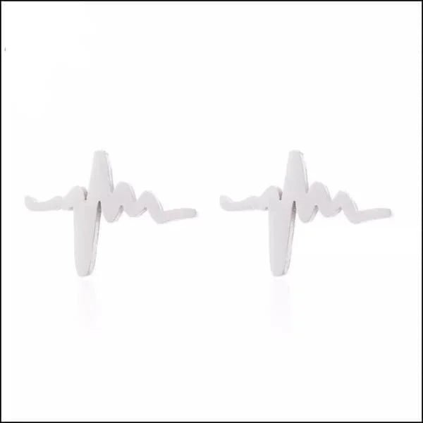 RVS Hartslag Oorbellen Heartbeat 11x5mm - ECG Oorstekers - Zilverkleurig-10mm -