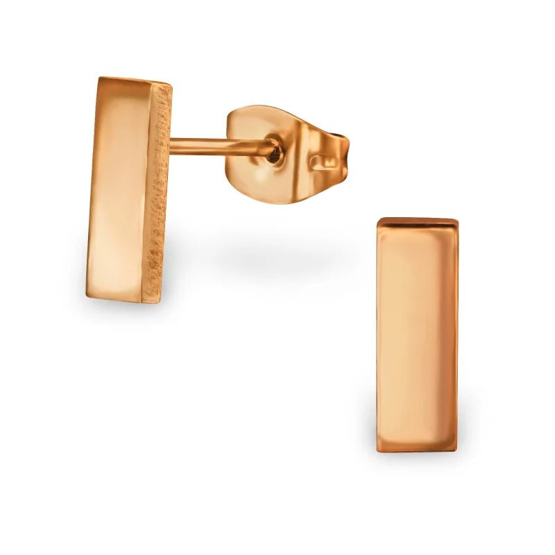 RVS Bar Oorbellen Diverse Kleuren 11x5mm - Minimalistische Studs - Ros&Atilde;&copy;kleur-9x3mm -