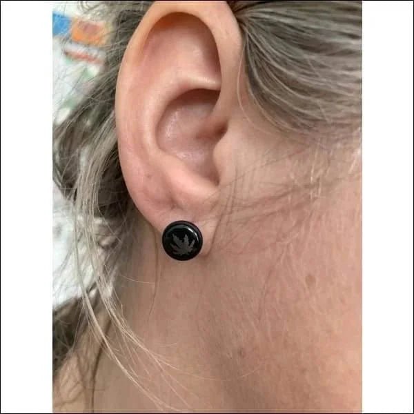 Exclusieve Stalen Oorbellen met Wietblad - Goudkleurig-9mm -